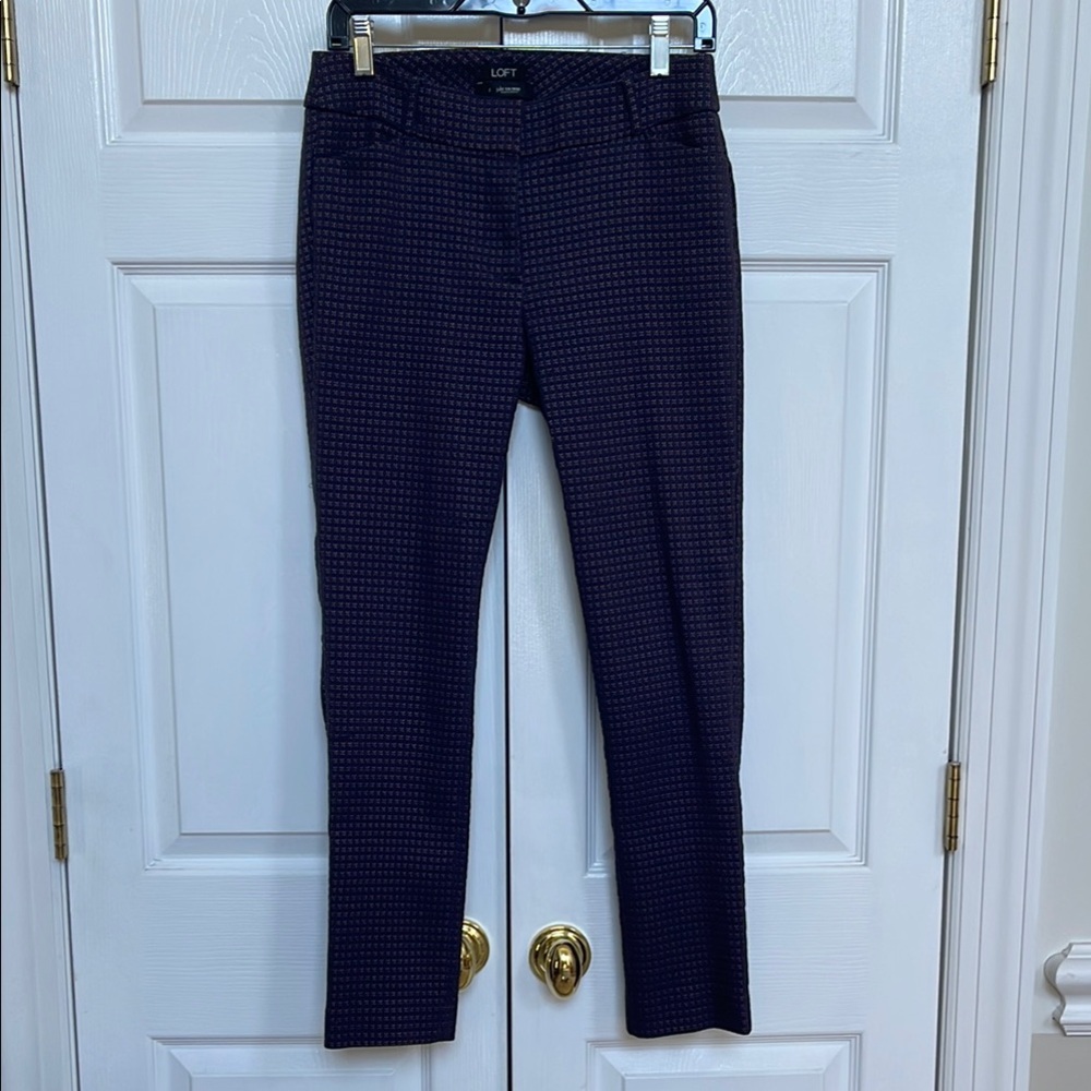 Loft Navy Patterned Pants - image 1